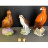 Three Beswick whisky decanters - Famous Grouse, 75cl seal with contents (cork broken); Beneagles