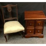 A miniature mahogany chest of four drawers, 58cm high, 50cm wide, 49cm deep; an Edwardian nursing