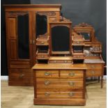 A 'late Victorian' three piece bedroom suite, comprising wardrobe, 212.5cm high, 146cm wide, 51cm