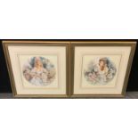 Gordon King, by and after, a pair, seated maidens, The Mask and The Fan, signed, numbered 813/850,