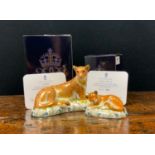 A Royal Crown Derby Paperweight Lioness; another Sleepy Lion Cub, both Goviers of Sidmouth limited