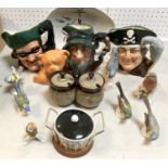 A Royal Doulton character jug, Long John Silver, D335; other, Rip Van Winkle, Dick Turpin; Goebel