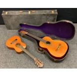 A classical guitar, Antoria; a child's guitar; guitar case; electric guitar case