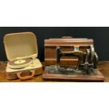 A late 19th century Gebr Nothmann no1 hand operate sewing machine; a 1960`s EMI portable record