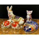 A Royal Crown Derby Paperweight, Thistle the Recumbent Donkey, others; seat Kitten; lady birds