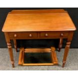 A late Victorian mahogany washstand, two frieze drawers turned legs, 79 cm x 89cm x 46cm; a wall