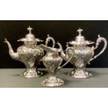 An art Nouveau Derby silver co quadruple silver plated 2 piece teaset