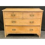 A 19th century pine chest of drawers, oversailing rectangular top above two short and two long