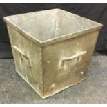 Industrial Salvage galvanised steel three handled trough