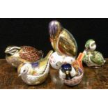 A Royal Crown Derby Paperweight Dappled Quail, others; Kingfisher; Derbyshire Duckling; Firecrest;