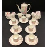 A Wedgwood Meadow Sweet pattern twelve setting coffee set, Coffee pot, cream jug, sugar bowl etc;