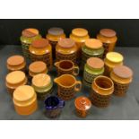 Hornsea pottery chevron and heirloom pattern jars including biscuit barrels, tea caddy, jugs, coffee