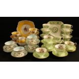 Ceramics - a Foley China part tea service comprising cake plate, side plates, cream jug, sugar bowl,