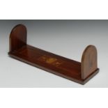 A 19th century Irish Killarney marquetry book slide, arched folding end supports, inlaid with a