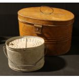 An early 20th century live bait tin; painted hat box (2)