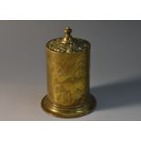 A Victorian brass cylindrical so-to-bed or vesta, The Royal Improved Safety Box For Wax Tapers and