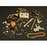 Costume and Decorative Jewellery - a silver ring; a silver chain; a silver padlock charm; cufflinks;