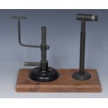 A 19th century Chemistry Blow Pipe Spectrometer, wooden base