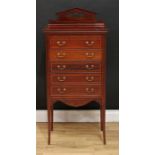 An Edwardian mahogany music room sheet filing chest, rectangular top with pierced half gallery above