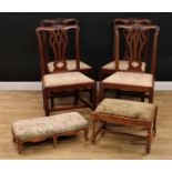 A near set of four Chippendale Revival mahogany dining chairs, 96cm high, 53cm wide, the seat 38cm