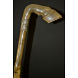 A 19th century gentleman's horn novelty cane handle, as a substantial horse's hoof and fetlock,