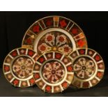 A set of three Royal Crown Derby Imari 1128 pattern tea plates, first quality; a Burtondale Imari