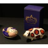 A Royal Crown Derby Quail paperweight, gold stopper, 1st quality, unboxed and a Royal Crown Derby
