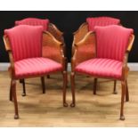 A set of four early 20th century bergere drawing room chairs, each 82cm high, 59cm wide, the seat