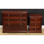 A Stag style chest of three drawers, 75.5cm high, 89.5cm wide, 42cm deep and small bedroom chest,