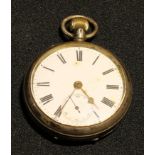 An early 20th century silver open faced pocket watch, import marks for London 1907