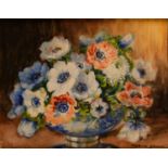 Marion Broom (1878-1962) Still Life, Anemone in a Bowl signed, watercolour, 28cm x 36cm