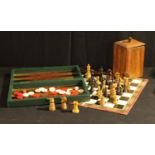 A Staunton type chess set; a backgammon game (2)