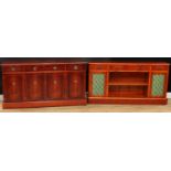A Regency inspired yew sideboard, 78cm high, 151.5cm wide, 31cm deep; another, similar, 80.5cm high,
