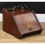 A Victorian rosewood and marquetry purdonium coal box, 32cm high, 33cm wide, 44.5cm deep, c.1875