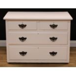 An early 20th century painted chest, moulded rectangular top above two short and two long drawers,