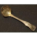 A William IV silver sugar sifter spoon, pierced bowl, London 1835, 63g
