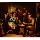 Dutch School (early 20th century) Figures in a Tavern oil on canvas, 18cm x 23cm