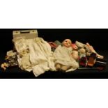 Toys and Juvenalia - an Armand & Marseille painted composition head doll, stuffed cloth body;