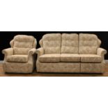 A contemporary G Plan sofa, the end seat reclining, 107cm high, 200cm wide; a conforming armchair,