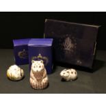 A Royal Crown Derby Hamster paperweight, gold stopper, 1st quality, boxed; Royal Crown Derby Harvest