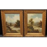 English School (19th century) A pair, The Weir oils on board, 55cm x 39cm