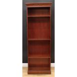 A tall mahogany open bookcase, 188.5cm high, 67cm wide, 31cm deep