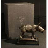Gary Hodges, a dark patinated bronze, baby rhino, Wobbly, limited edition 34/150, 28cm x 22cm, boxed
