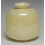 A Royal Doulton yellow lustre ovoid vase, 9.5cm high, printed mark