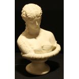 A 19th century parian ware bust, of Clytie, probably Copeland, after C. Delpech, waisted socle, 28cm