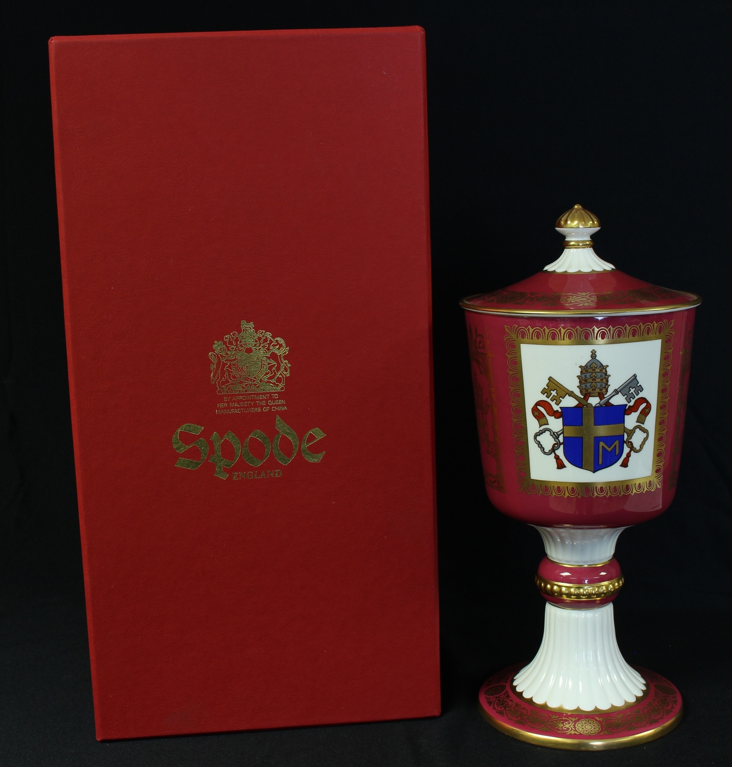 A Spode commemorative chalice and cover, Pope John Paul II British Visit 1982, limited edition,