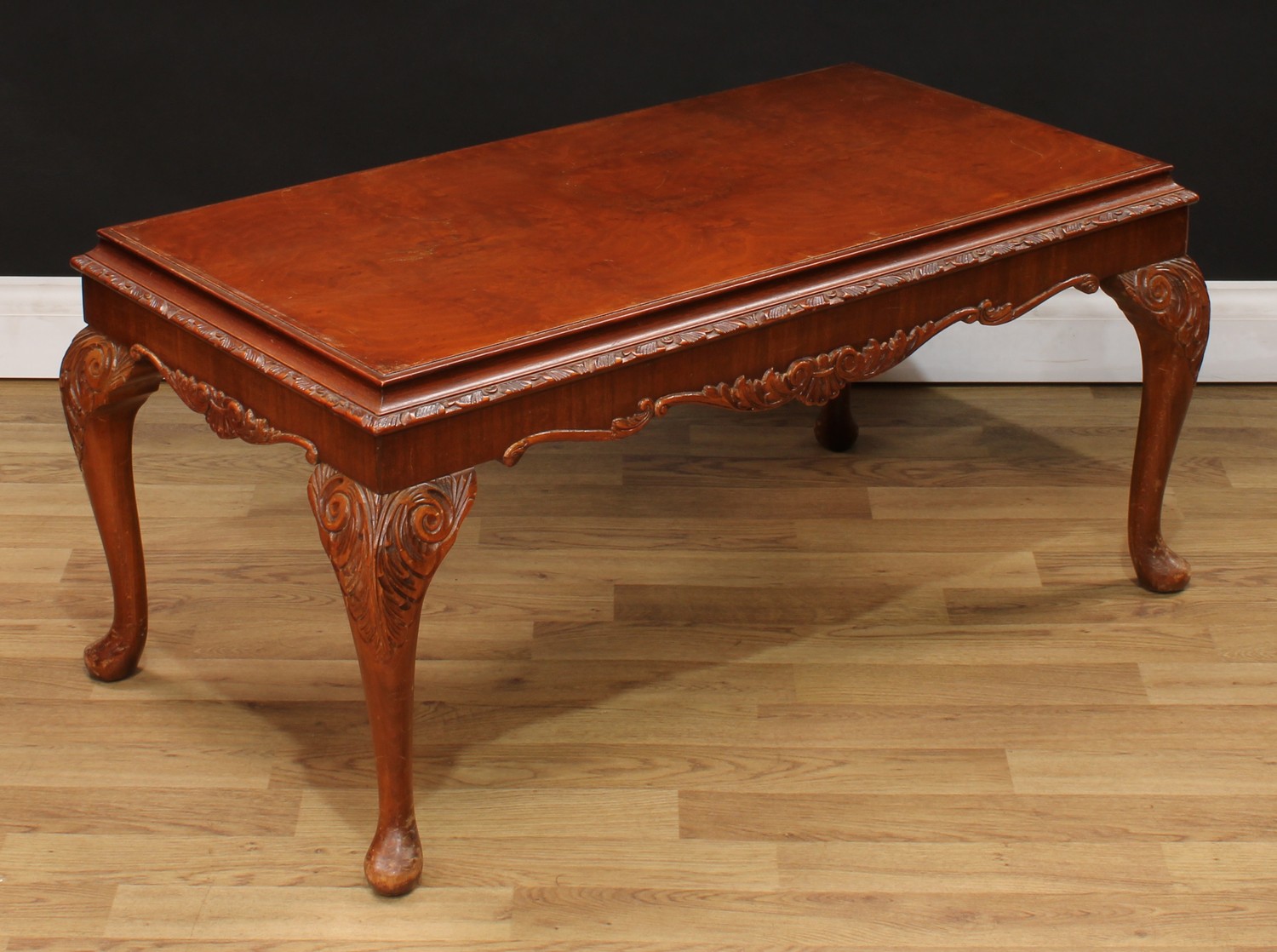 A mahogany bureau, fall front enclosing a fitted interior above three long drawers, 101cm high, 82cm - Image 7 of 9