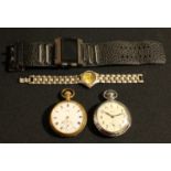 Watches - a ladies Ricardo stainless steel quartz wristwatch; Smith's chrome plated pocket watch,