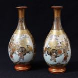 A pair of Japanese Satsuma bottle vases, 14cm, character marks
