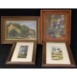 Mary Goulden A near pair, summer landscapes signed, pastel sketches, 20cm x 10cm and 19cm x 7cm;